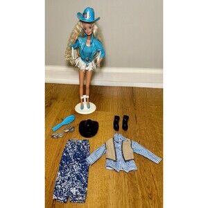 Vtg 1993 Western Stampin Barbie & Cool Looks Ken Boots n Cowboy Hat